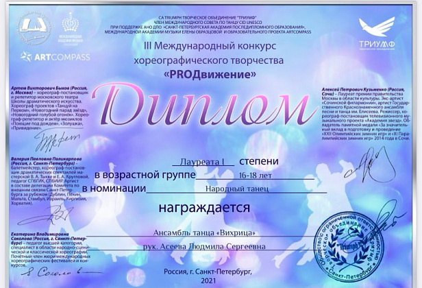 ОТЧЁТ . ОТЧЁТ  III Международный  конкурс хореографического творчества «PROДвижение»