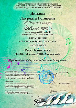 VIII Открытый конкурс «Веселые нотки» для учащихся ДМШ и ДШИ ТиНАО по предмету «Общее фортепиано»