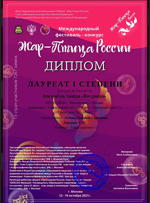 ОТЧЁТ  Международный онлайн-конкурс «Жар-птица России»