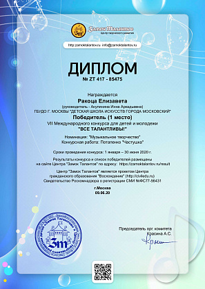 VII Международный конкурс для детей и молодёжи «Все талантливы!»